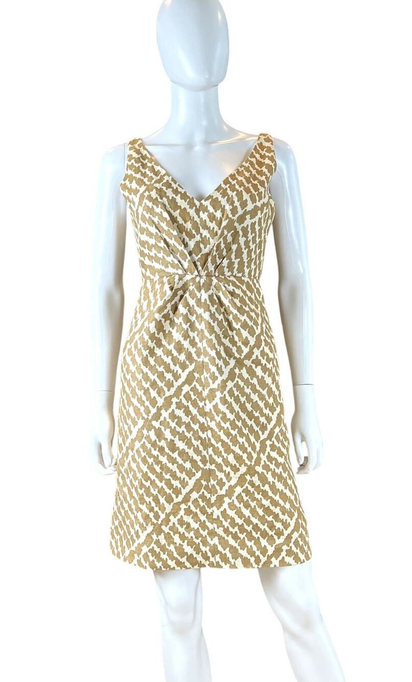 J.Crew 100% Linen Printed Sleeveless Sheath Dress Size 8P Petite